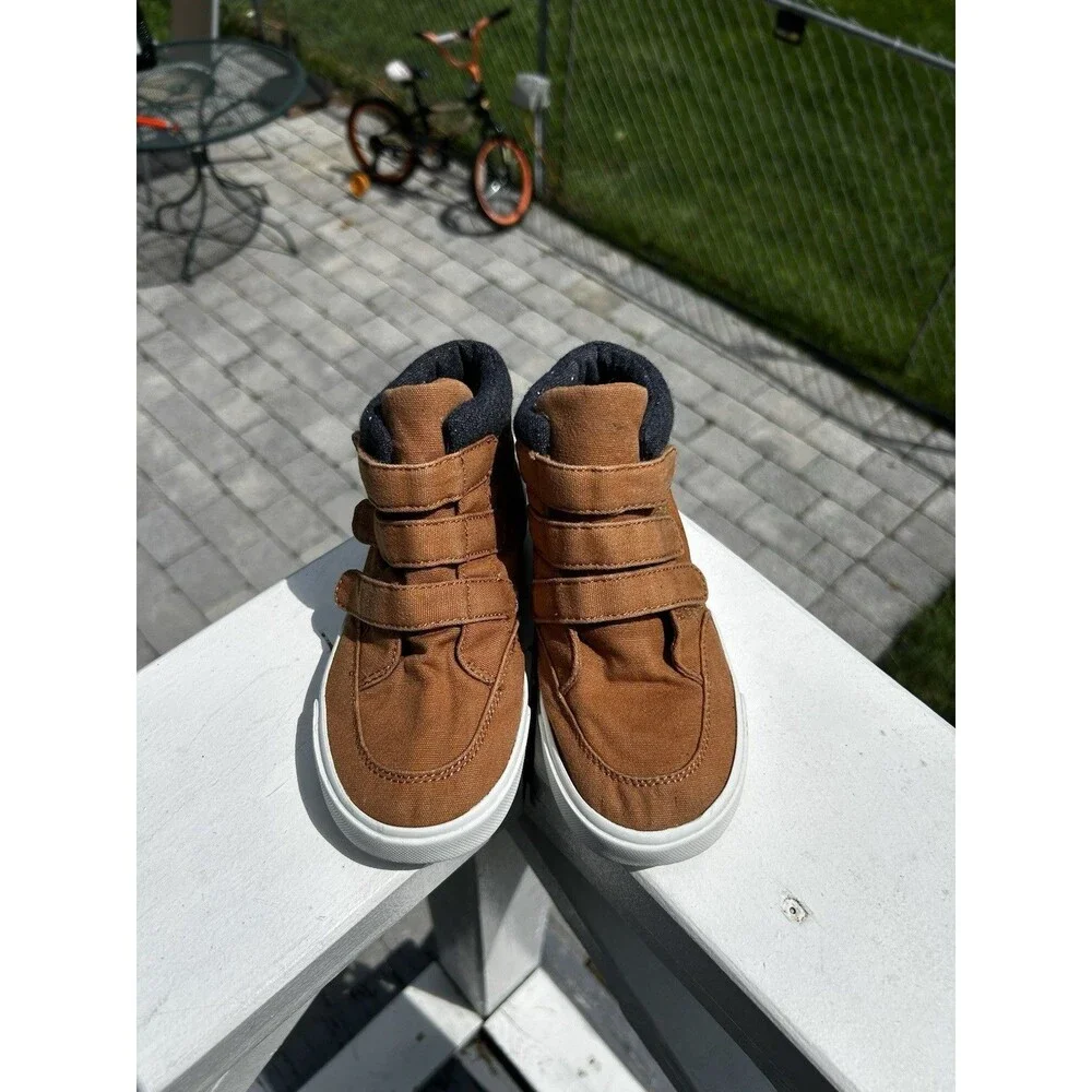 Kids Brown High Top Sneakers Size 11 Hook-and-Loop Straps 1994